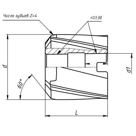 Зенкер насадной 35 Р18 №1 L=45мм dпос=16мм ГОСТ 12489-71 Сестрорецкий ИЗ
