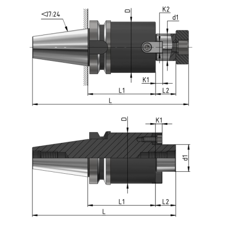 Оправка для фрез насадных торцевых 7:24 BT50-d60 BT50-FMB60-150 MAS 403 Beltools