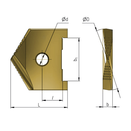 Сверло перовое (пластина) 32 Р6М5 по металлу TiN 2000-1214 ГОСТ 25526-82 Beltools